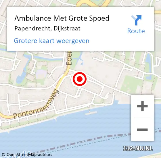 Locatie op kaart van de 112 melding: Ambulance Met Grote Spoed Naar Papendrecht, Dijkstraat op 15 december 2022 03:20