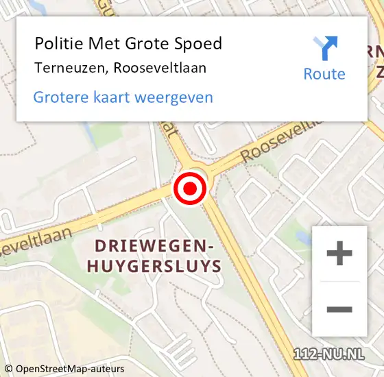 Locatie op kaart van de 112 melding: Politie Met Grote Spoed Naar Terneuzen, Rooseveltlaan op 15 december 2022 05:01