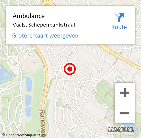 Locatie op kaart van de 112 melding: Ambulance Vaals, Schepenbankstraat op 8 augustus 2014 12:31