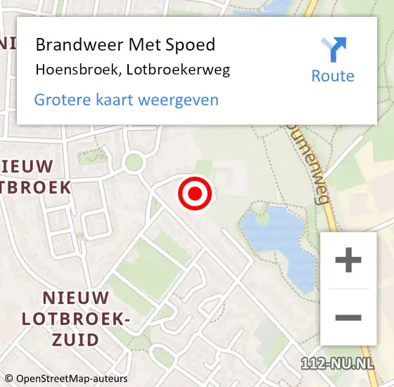 Locatie op kaart van de 112 melding: Brandweer Met Spoed Naar Hoensbroek, Lotbroekerweg op 15 december 2022 06:02