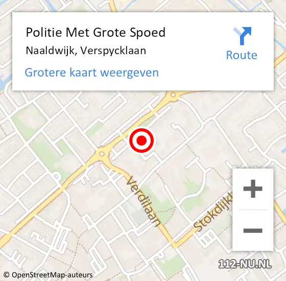 Locatie op kaart van de 112 melding: Politie Met Grote Spoed Naar Naaldwijk, Verspycklaan op 15 december 2022 06:10