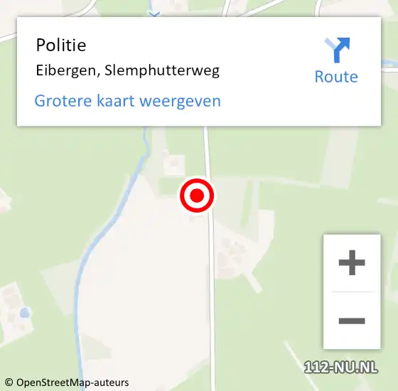 Locatie op kaart van de 112 melding: Politie Eibergen, Slemphutterweg op 15 december 2022 06:36