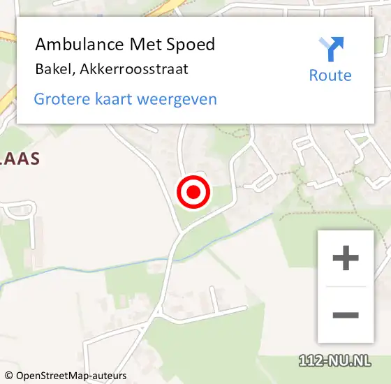 Locatie op kaart van de 112 melding: Ambulance Met Spoed Naar Bakel, Akkerroosstraat op 8 augustus 2014 12:33