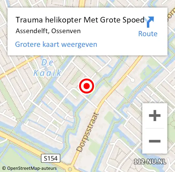Locatie op kaart van de 112 melding: Trauma helikopter Met Grote Spoed Naar Assendelft, Ossenven op 15 december 2022 07:07