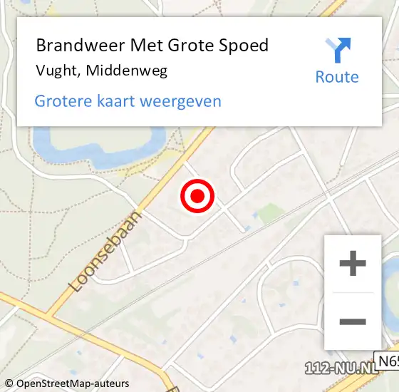 Locatie op kaart van de 112 melding: Brandweer Met Grote Spoed Naar Vught, Middenweg op 15 december 2022 07:13