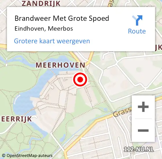 Locatie op kaart van de 112 melding: Brandweer Met Grote Spoed Naar Eindhoven, Meerbos op 15 december 2022 07:15