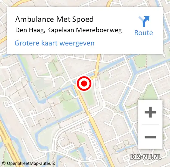 Locatie op kaart van de 112 melding: Ambulance Met Spoed Naar Den Haag, Kapelaan Meereboerweg op 15 december 2022 07:39