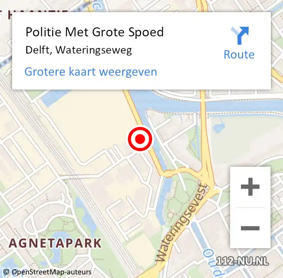 Locatie op kaart van de 112 melding: Politie Met Grote Spoed Naar Delft, Wateringseweg op 15 december 2022 07:40