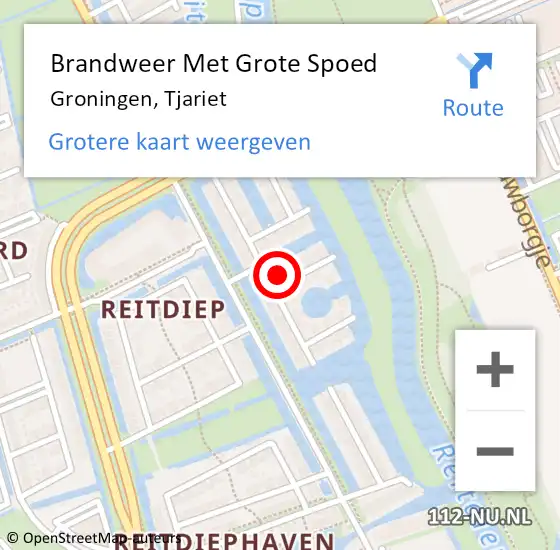 Locatie op kaart van de 112 melding: Brandweer Met Grote Spoed Naar Groningen, Tjariet op 15 december 2022 07:54