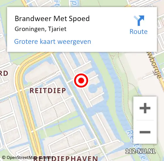 Locatie op kaart van de 112 melding: Brandweer Met Spoed Naar Groningen, Tjariet op 15 december 2022 07:56