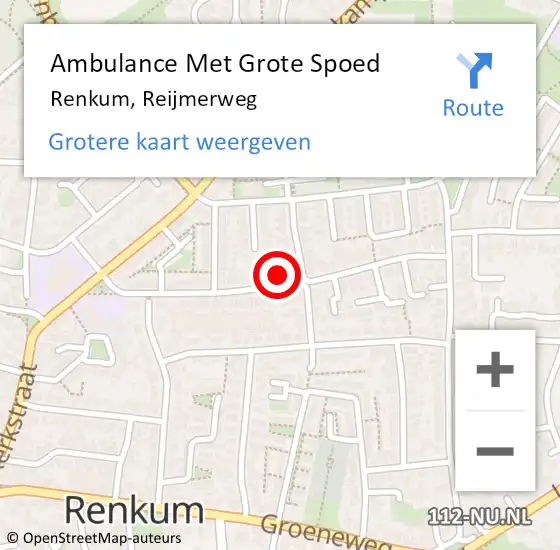 Locatie op kaart van de 112 melding: Ambulance Met Grote Spoed Naar Renkum, Reijmerweg op 15 december 2022 08:03