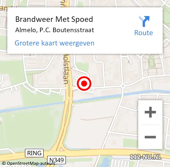 Locatie op kaart van de 112 melding: Brandweer Met Spoed Naar Almelo, P.C. Boutensstraat op 15 december 2022 08:12