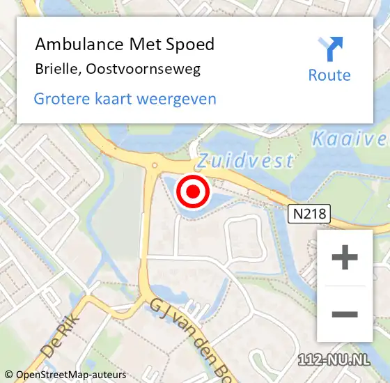 Locatie op kaart van de 112 melding: Ambulance Met Spoed Naar Brielle, Oostvoornseweg op 15 december 2022 08:34