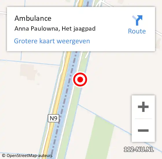 Locatie op kaart van de 112 melding: Ambulance Anna Paulowna, Het jaagpad op 15 december 2022 08:52