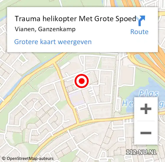 Locatie op kaart van de 112 melding: Trauma helikopter Met Grote Spoed Naar Vianen, Ganzenkamp op 15 december 2022 09:15