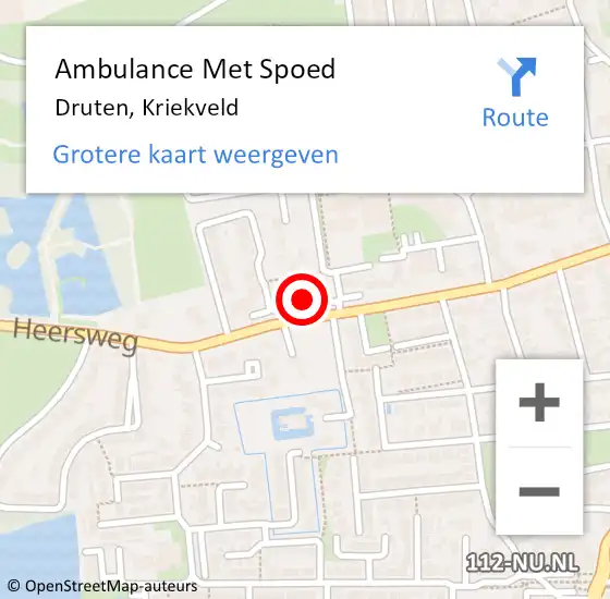 Locatie op kaart van de 112 melding: Ambulance Met Spoed Naar Druten, Kriekveld op 15 december 2022 09:23