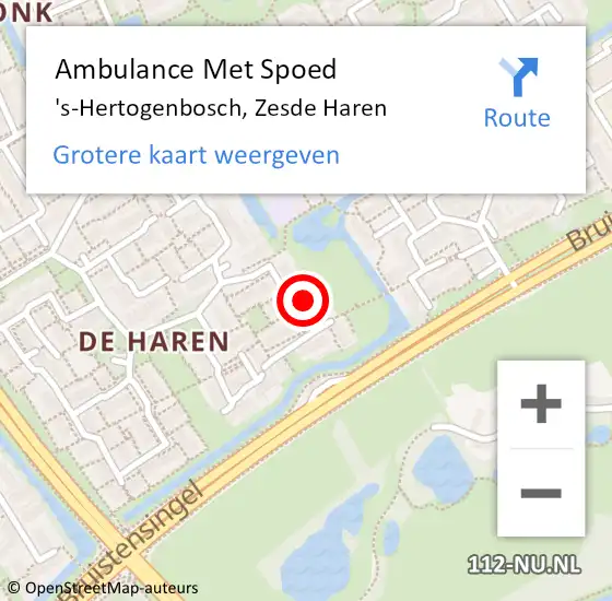 Locatie op kaart van de 112 melding: Ambulance Met Spoed Naar 's-Hertogenbosch, Zesde Haren op 15 december 2022 09:24