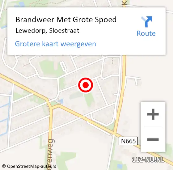 Locatie op kaart van de 112 melding: Brandweer Met Grote Spoed Naar Lewedorp, Sloestraat op 15 december 2022 09:26