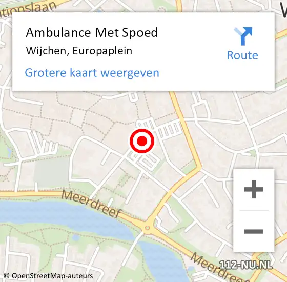 Locatie op kaart van de 112 melding: Ambulance Met Spoed Naar Wijchen, Europaplein op 15 december 2022 09:43