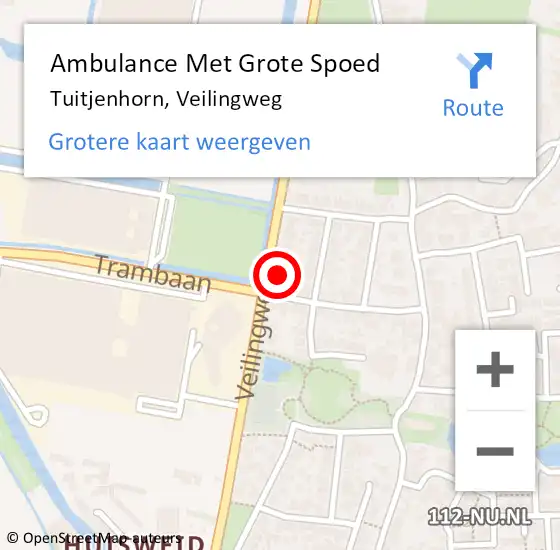 Locatie op kaart van de 112 melding: Ambulance Met Grote Spoed Naar Tuitjenhorn, Veilingweg op 15 december 2022 09:46