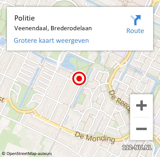 Locatie op kaart van de 112 melding: Politie Veenendaal, Brederodelaan op 15 december 2022 09:59