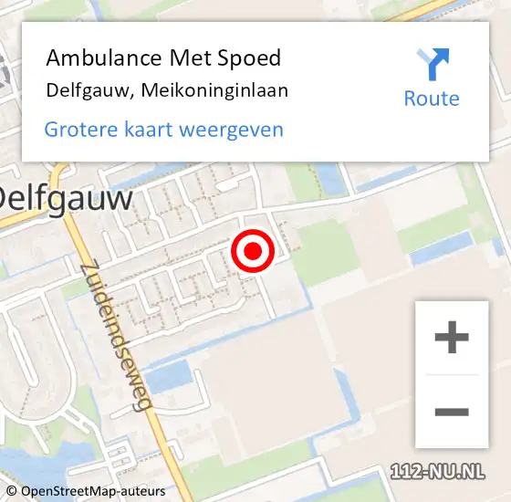 Locatie op kaart van de 112 melding: Ambulance Met Spoed Naar Delfgauw, Meikoninginlaan op 15 december 2022 10:03