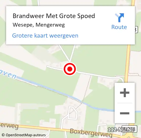 Locatie op kaart van de 112 melding: Brandweer Met Grote Spoed Naar Wesepe, Mengerweg op 15 december 2022 10:13