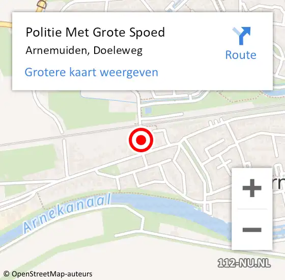 Locatie op kaart van de 112 melding: Politie Met Grote Spoed Naar Arnemuiden, Doeleweg op 15 december 2022 10:29