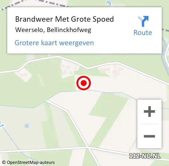 Locatie op kaart van de 112 melding: Brandweer Met Grote Spoed Naar Weerselo, Bellinckhofweg op 15 december 2022 10:35