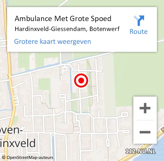 Locatie op kaart van de 112 melding: Ambulance Met Grote Spoed Naar Hardinxveld-Giessendam, Botenwerf op 15 december 2022 10:38