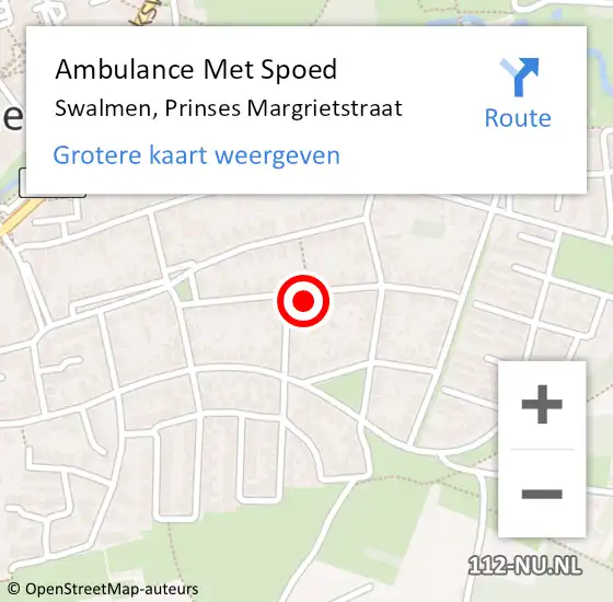 Locatie op kaart van de 112 melding: Ambulance Met Spoed Naar Swalmen, Prinses Margrietstraat op 15 december 2022 10:38