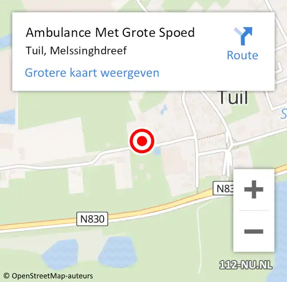 Locatie op kaart van de 112 melding: Ambulance Met Grote Spoed Naar Tuil, Melssinghdreef op 15 december 2022 10:41