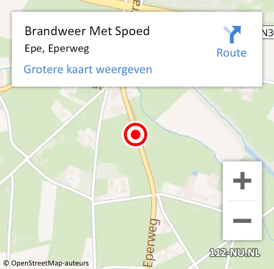 Locatie op kaart van de 112 melding: Brandweer Met Spoed Naar Epe, Eperweg op 15 december 2022 10:41