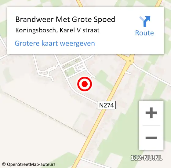 Locatie op kaart van de 112 melding: Brandweer Met Grote Spoed Naar Koningsbosch, Karel V straat op 15 december 2022 10:48