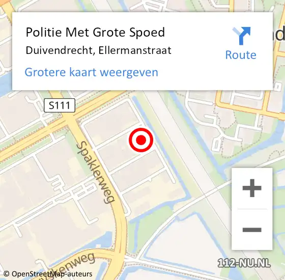 Locatie op kaart van de 112 melding: Politie Met Grote Spoed Naar Duivendrecht, Ellermanstraat op 15 december 2022 10:58