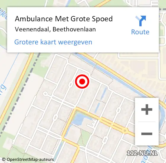 Locatie op kaart van de 112 melding: Ambulance Met Grote Spoed Naar Veenendaal, Beethovenlaan op 15 december 2022 11:03