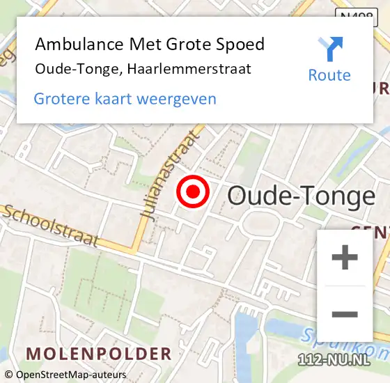 Locatie op kaart van de 112 melding: Ambulance Met Grote Spoed Naar Oude-Tonge, Haarlemmerstraat op 15 december 2022 11:51