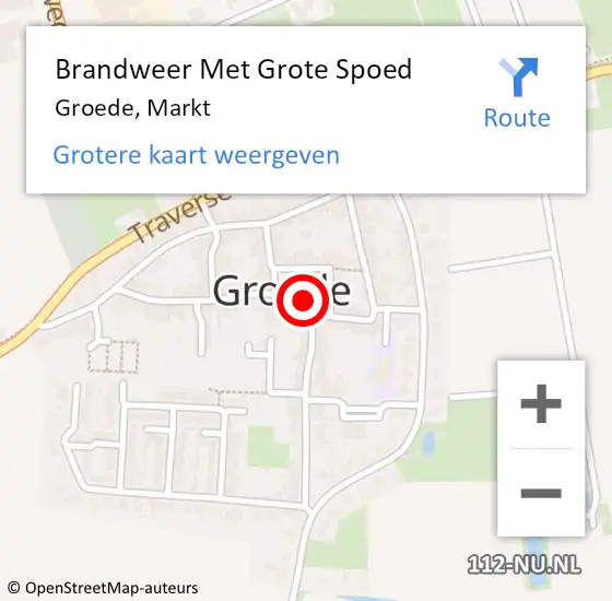 Locatie op kaart van de 112 melding: Brandweer Met Grote Spoed Naar Groede, Markt op 15 december 2022 11:51