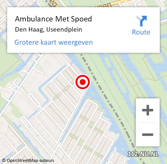 Locatie op kaart van de 112 melding: Ambulance Met Spoed Naar Den Haag, IJseendplein op 15 december 2022 11:52