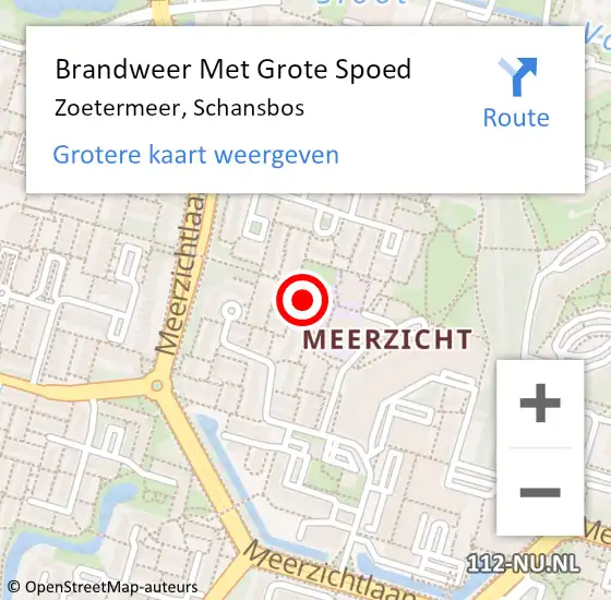 Locatie op kaart van de 112 melding: Brandweer Met Grote Spoed Naar Zoetermeer, Schansbos op 15 december 2022 11:55