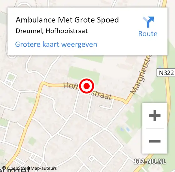 Locatie op kaart van de 112 melding: Ambulance Met Grote Spoed Naar Dreumel, Hofhooistraat op 15 december 2022 12:08