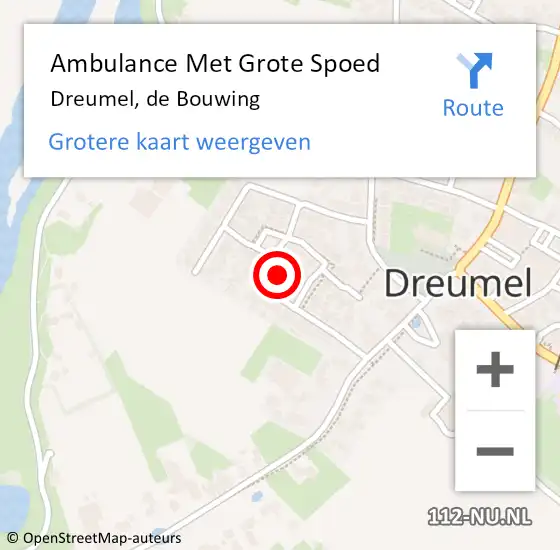 Locatie op kaart van de 112 melding: Ambulance Met Grote Spoed Naar Dreumel, de Bouwing op 15 december 2022 12:24