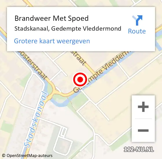 Locatie op kaart van de 112 melding: Brandweer Met Spoed Naar Stadskanaal, Gedempte Vleddermond op 15 december 2022 12:28