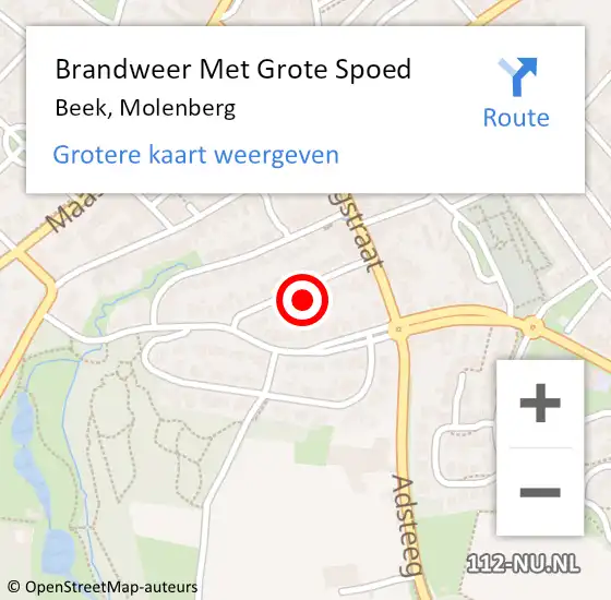 Locatie op kaart van de 112 melding: Brandweer Met Grote Spoed Naar Beek, Molenberg op 15 december 2022 12:35