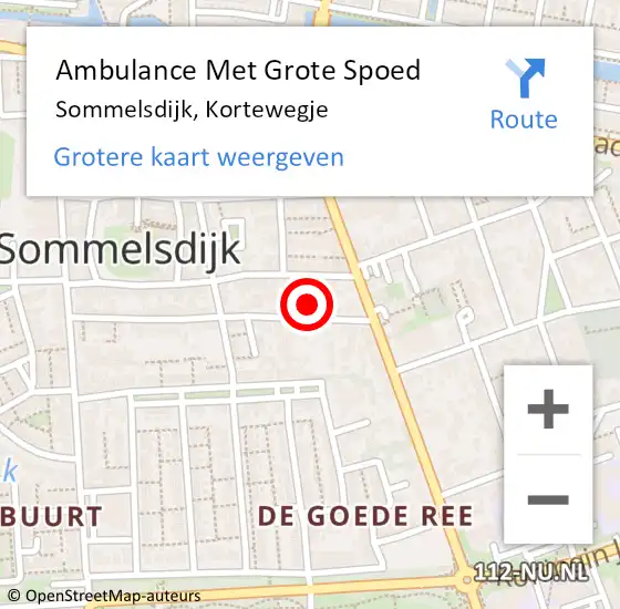 Locatie op kaart van de 112 melding: Ambulance Met Grote Spoed Naar Sommelsdijk, Kortewegje op 15 december 2022 12:35