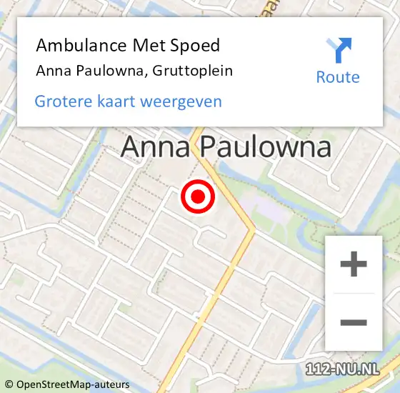 Locatie op kaart van de 112 melding: Ambulance Met Spoed Naar Anna Paulowna, Gruttoplein op 15 december 2022 12:54