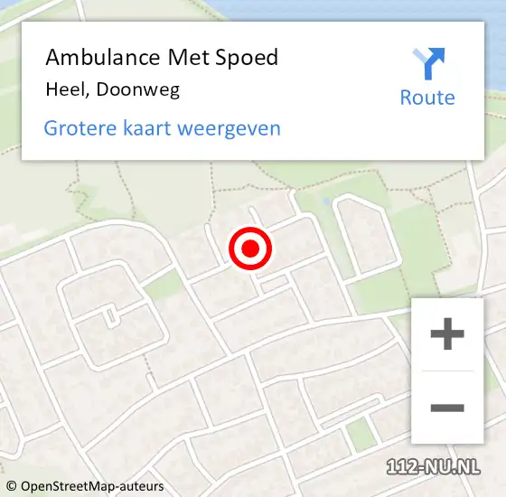 Locatie op kaart van de 112 melding: Ambulance Met Spoed Naar Heel, Doonweg op 15 december 2022 12:59