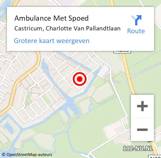 Locatie op kaart van de 112 melding: Ambulance Met Spoed Naar Castricum, Charlotte Van Pallandtlaan op 8 augustus 2014 13:11