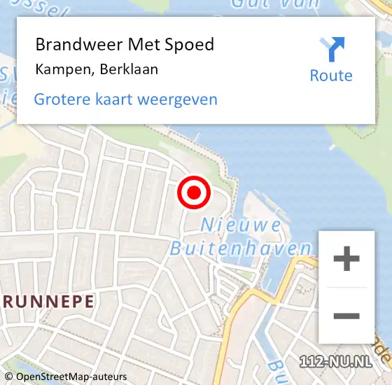 Locatie op kaart van de 112 melding: Brandweer Met Spoed Naar Kampen, Berklaan op 15 december 2022 13:10