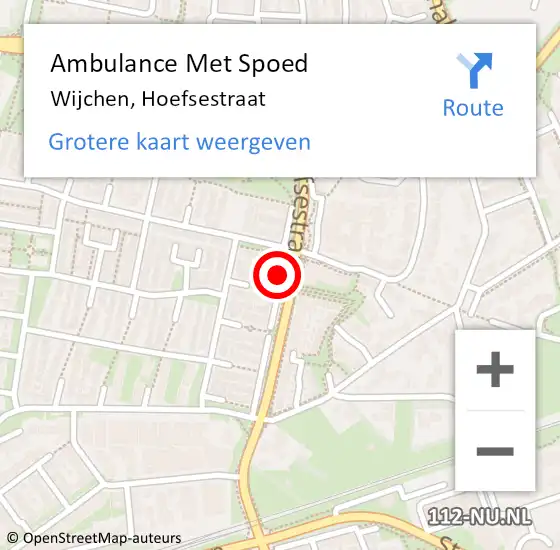 Locatie op kaart van de 112 melding: Ambulance Met Spoed Naar Wijchen, Hoefsestraat op 15 december 2022 13:13